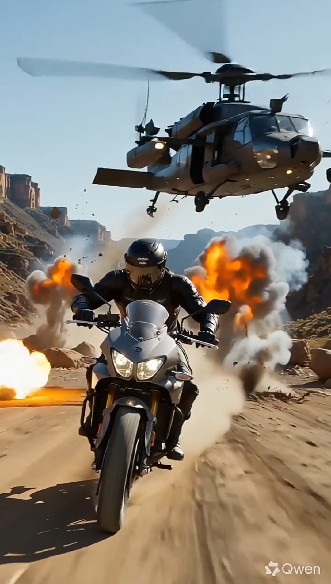 Prompt Animasi Motorcycle Helicopter